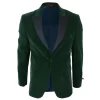 Men’s Green Velvet Tux Blazer Satin Lapels Dinner Wedding Prom Black Tie