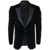 Men’s Black Velvet Tux Blazer Satin Lapels Dinner Wedding Prom Black Tie