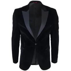 Men’s Black Velvet Tux Blazer Satin Lapels Dinner Wedding Prom Black Tie