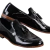 Mens Patent Black Tassel Shoes