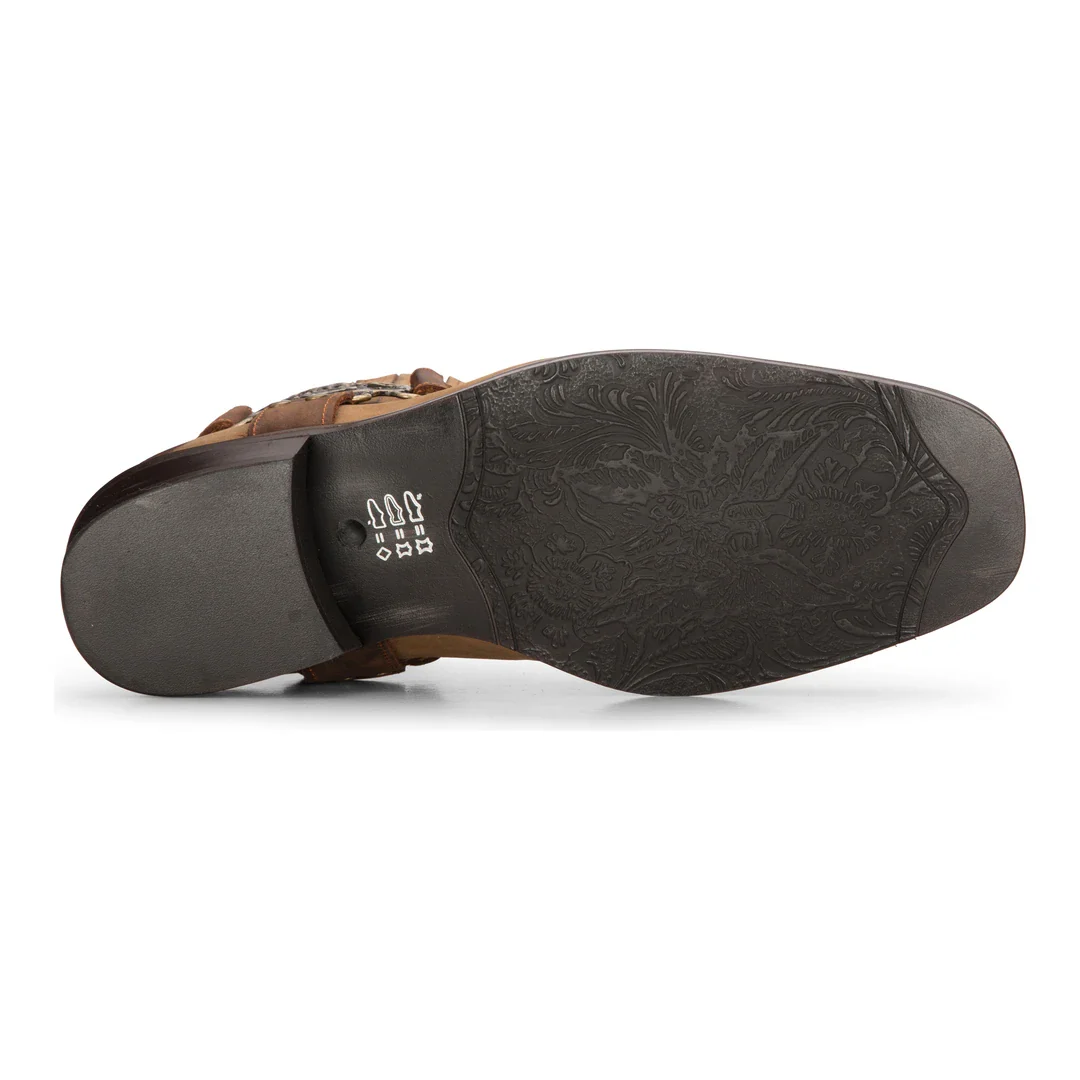 Mens Western Cowboy Tan Boot Vintage Square Toe Country Hunting Hiking Real Leather Riding Bikers - Image 4