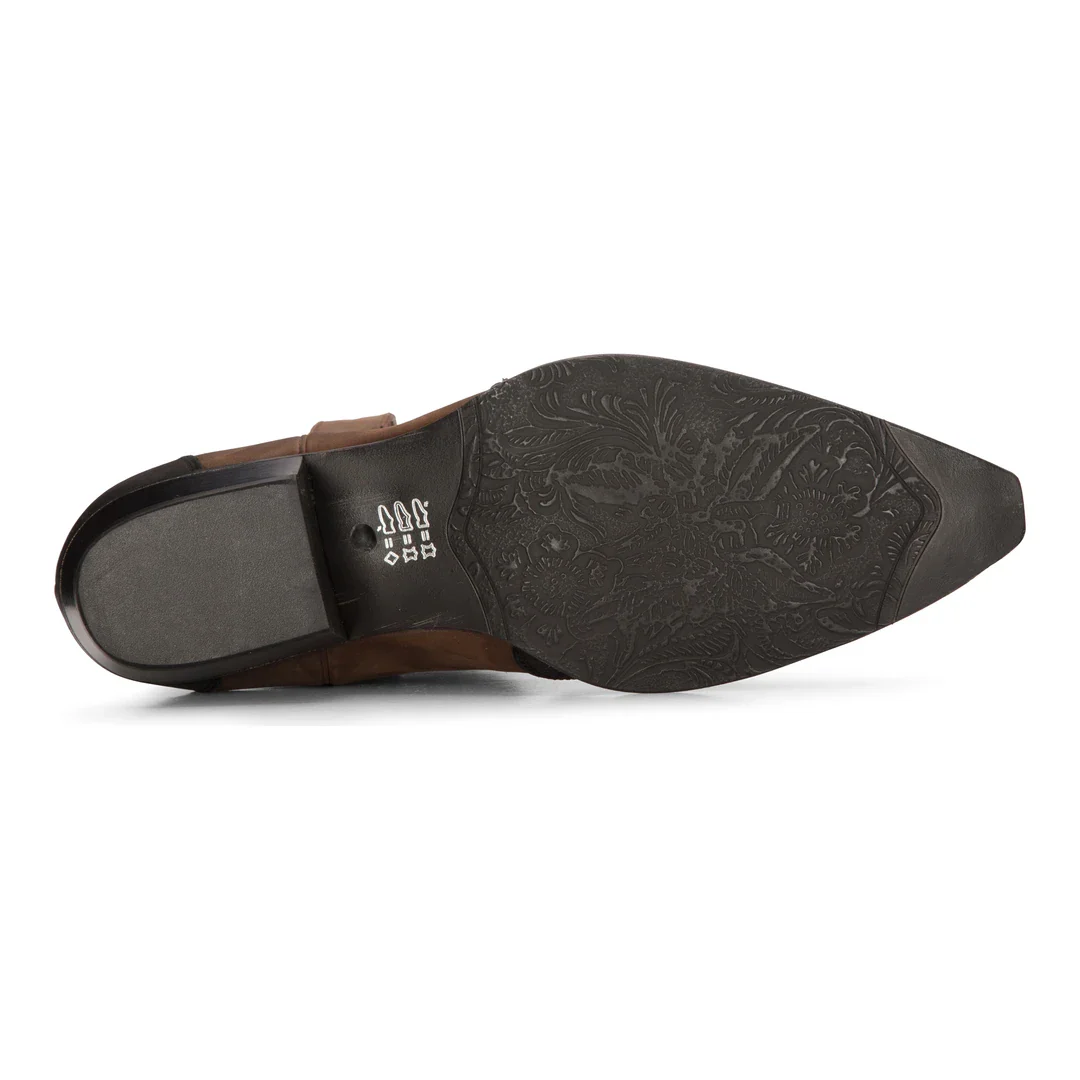 Mens High Western Boots Real Leather Brown Riding Dancing Hunting Cowboy Vintage Pointed Toe - Image 4