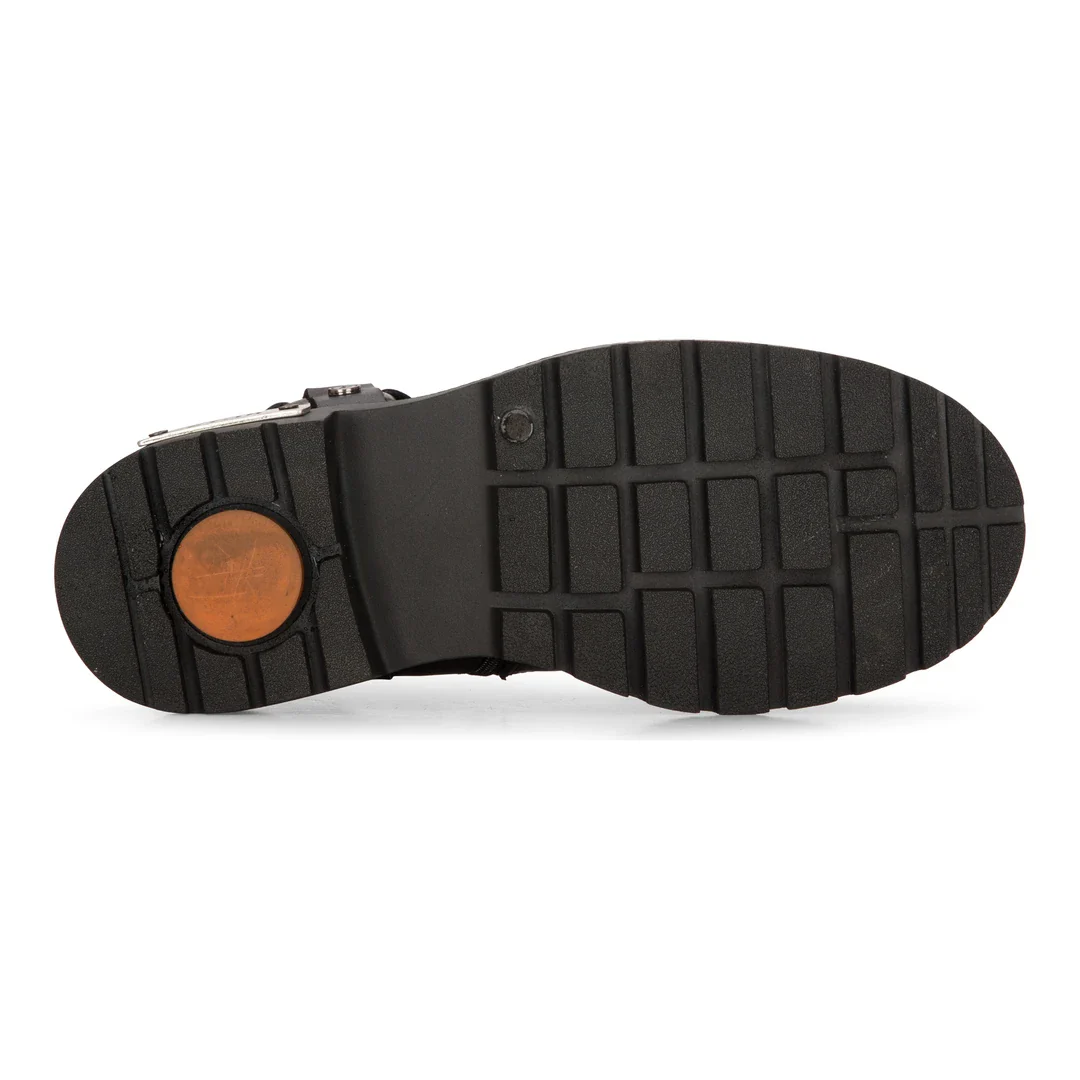 Mens Black Leather Motorcycle Boots Western Rock Punk Metal Toe Ankle Boot - Image 3