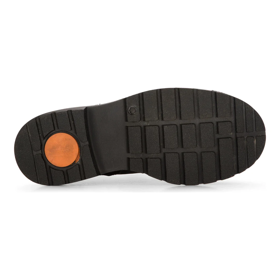 Mens Black Leather Motorcycle Boots Western Rock Punk Laced Ankle Boot Military - Image 3