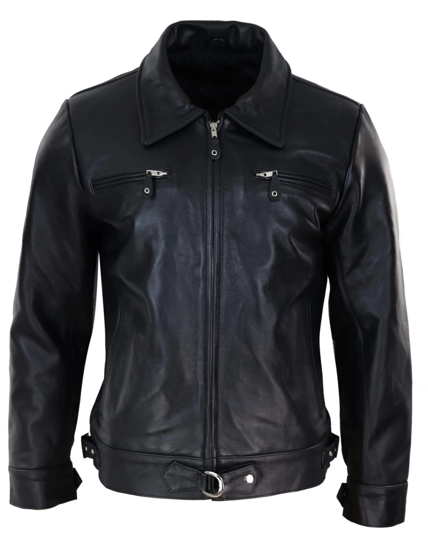 Mens Classic Black-Brown Leather Jacket