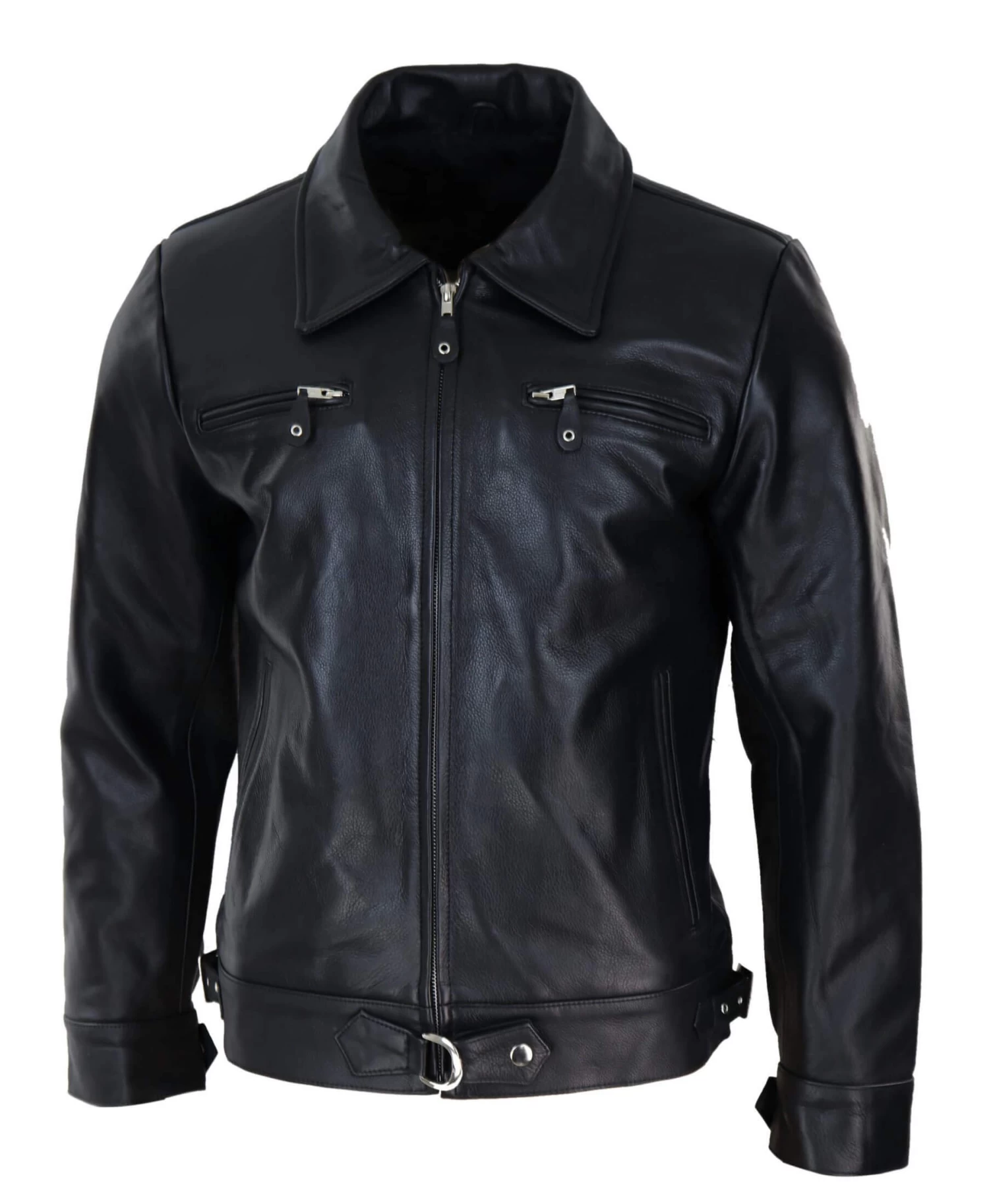 Mens Classic Black-Brown Leather Jacket - Image 5