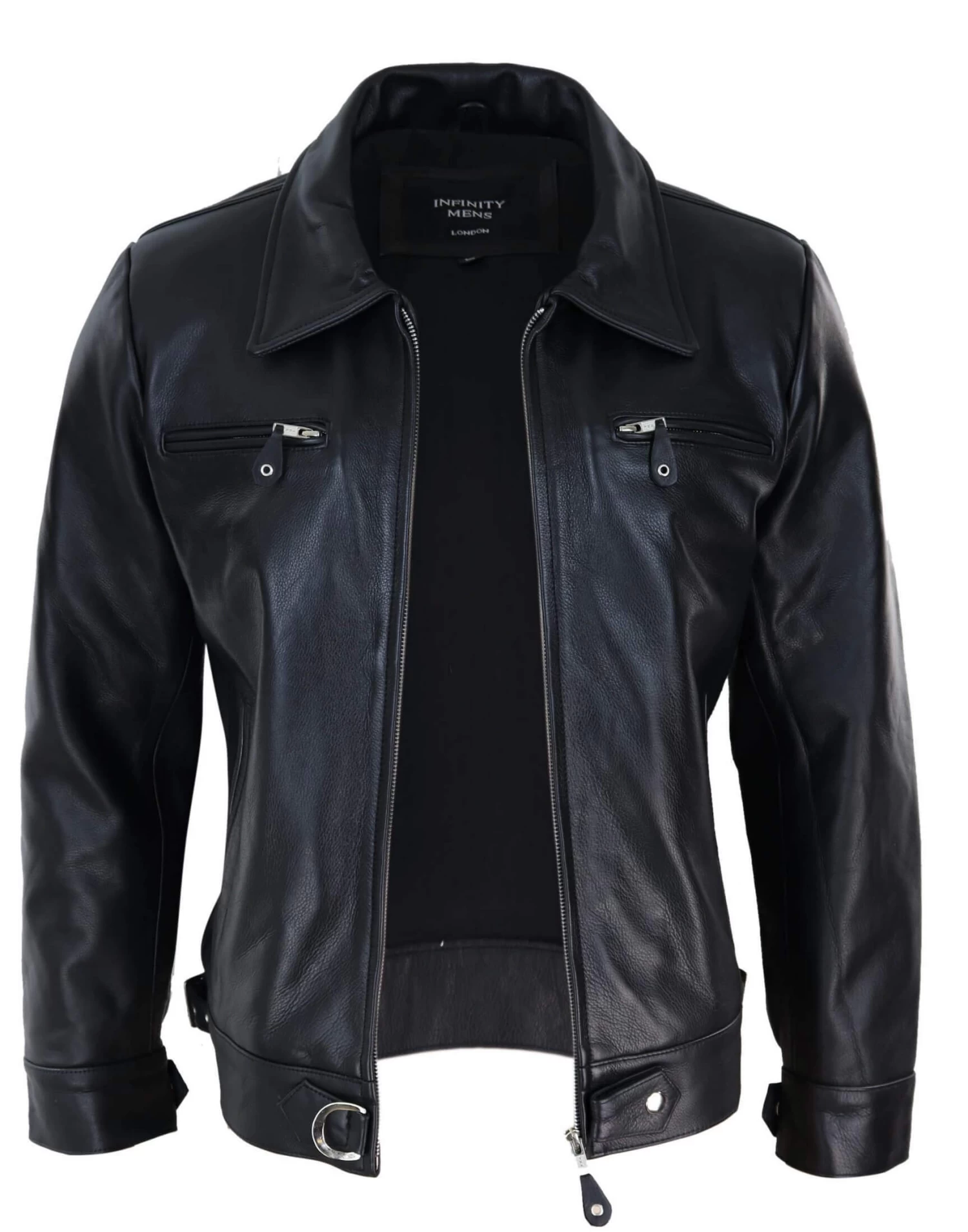 Mens Classic Black-Brown Leather Jacket - Image 3