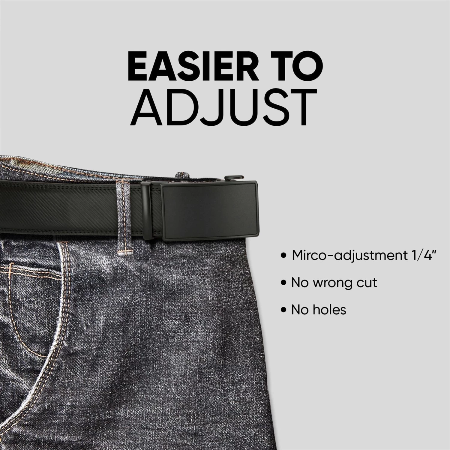 Mens Leather Black Belt Ratchet Trouser Jeans Dress 35MM Trim To Fit Any Size - Image 2