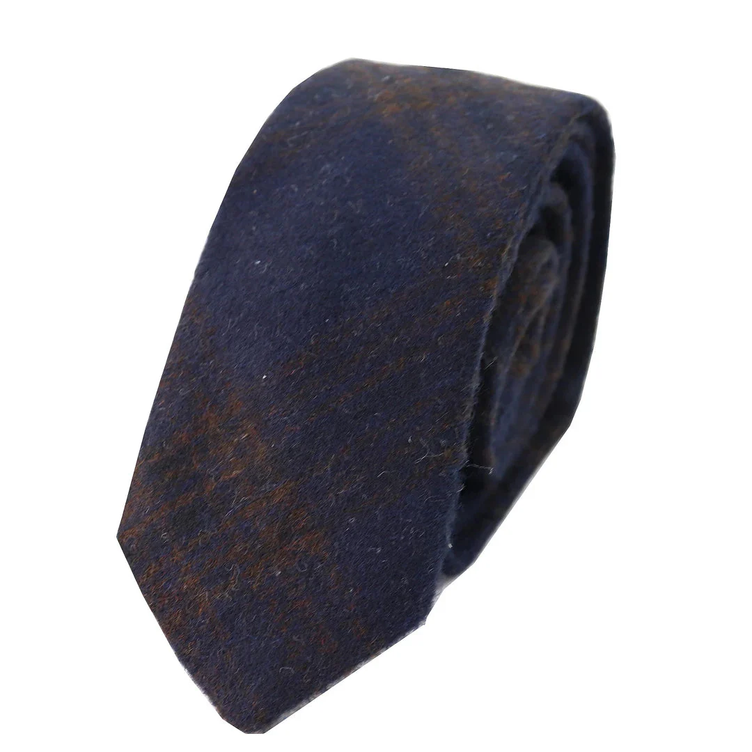 281 – Men’s Blue Herringbone Tweed Wool Tie & Handkerchief 2″