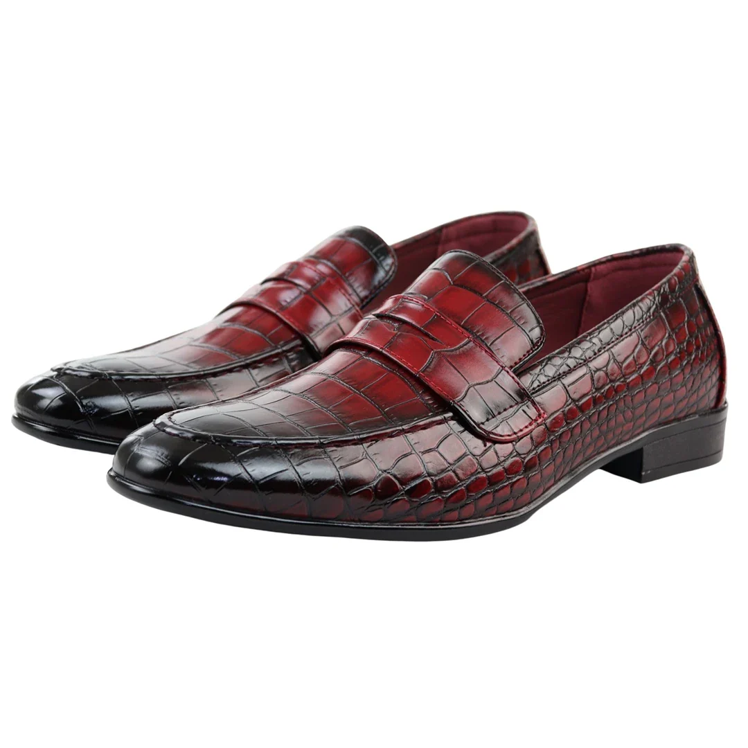 Men’s Slip On Formal Red Loafers - Image 2