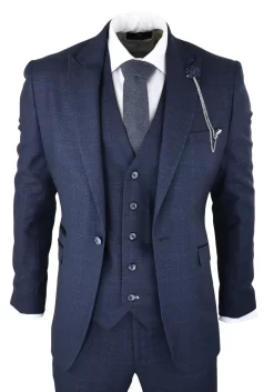 Cavani Connall – Men’s Navy-Blue Check Vintage Suit