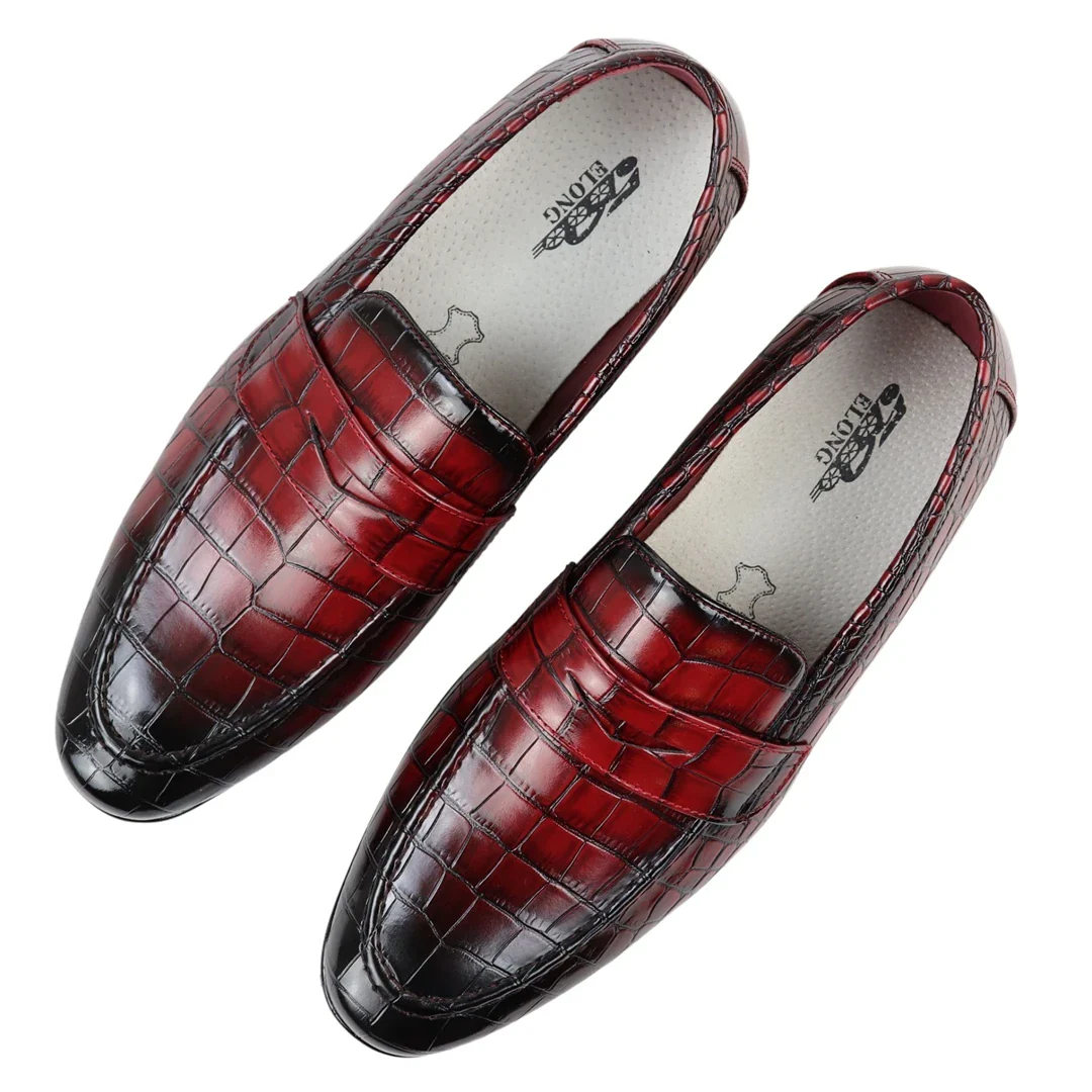 Men’s Slip On Formal Red Loafers - Image 4