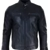 Genuine Leather Black Biker Jacket For Men