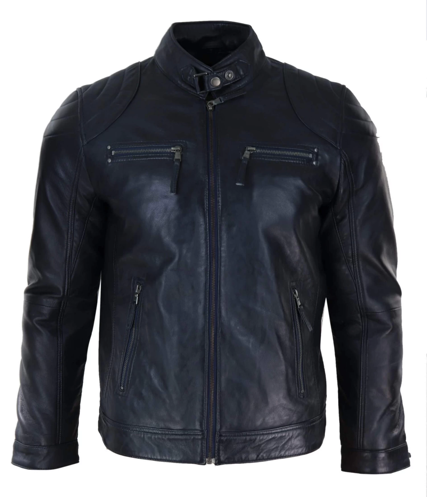 Genuine Leather Black Biker Jacket For Men