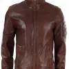 Real Leather Autumn Jacket With High Neck For Men – Timber Colour