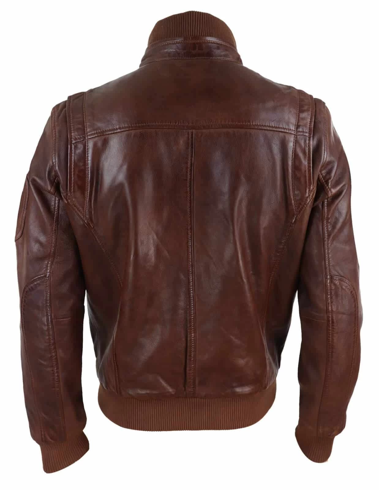 Real Leather Autumn Jacket With High Neck For Men β Timber Colour - Image 2
