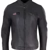 Real Leather Short Racing Mens Grey Jacket