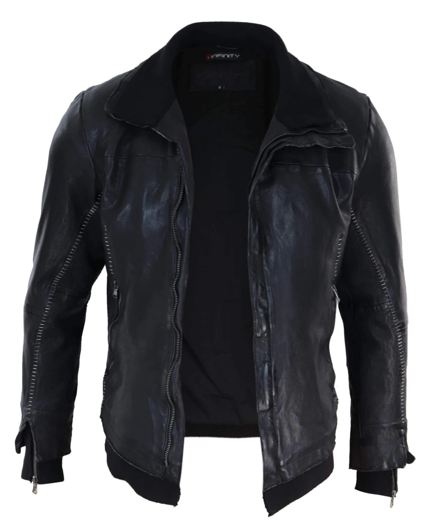 Real Leather Distressed Slim Fit Mens Jacket - Image 5