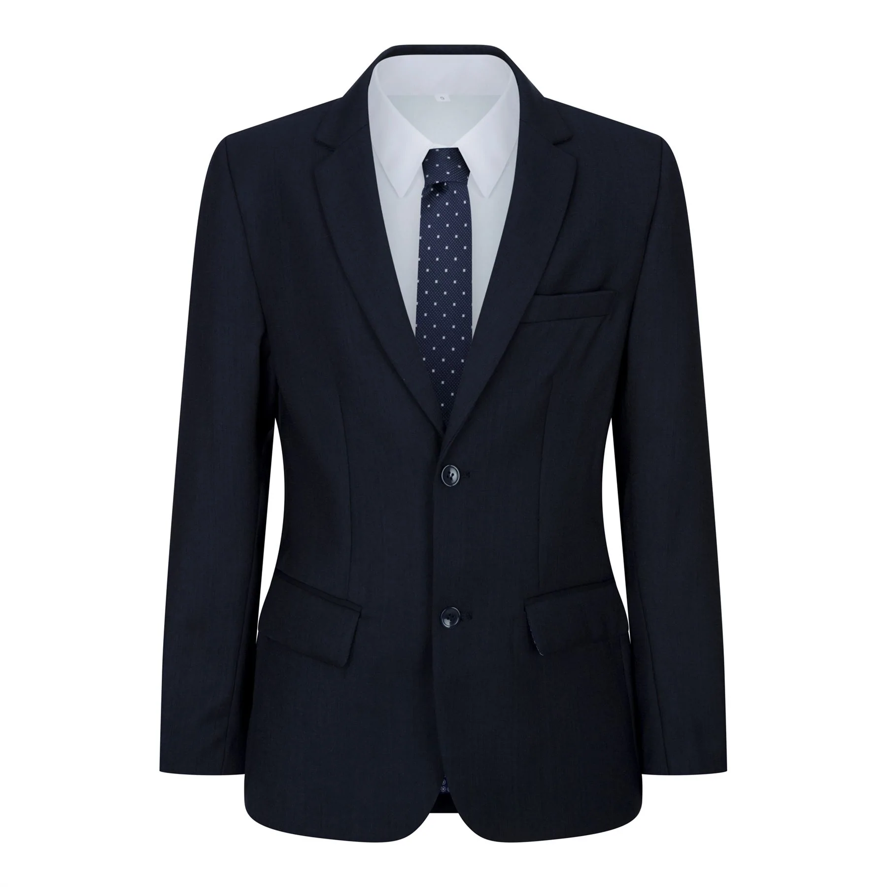 Boys Navy Blue 5 Piece Suit Blazer Waistcoat Shirt Tie Trousers Wedding Party - Image 3
