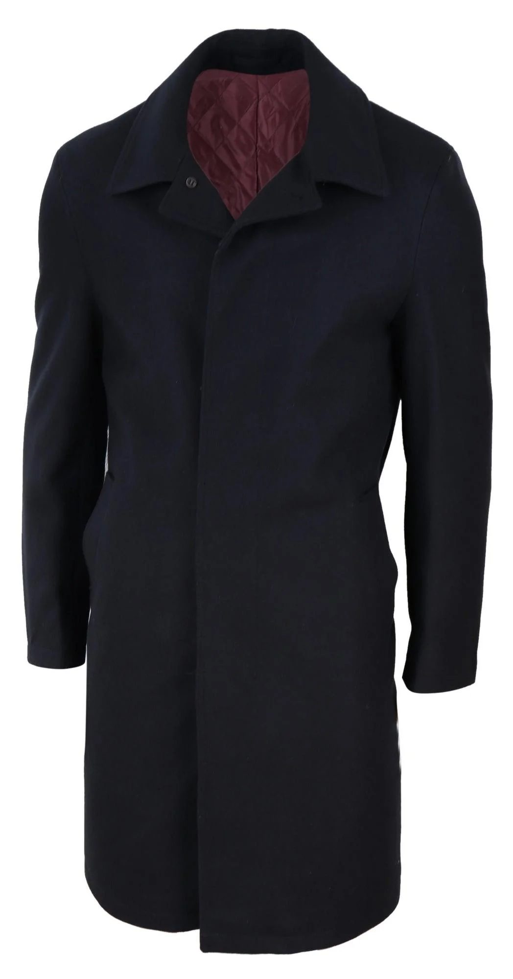 Mens Long Black Wool Overcoat - Image 5