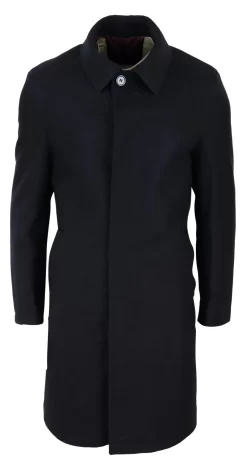 Mens Long Black Wool Overcoat