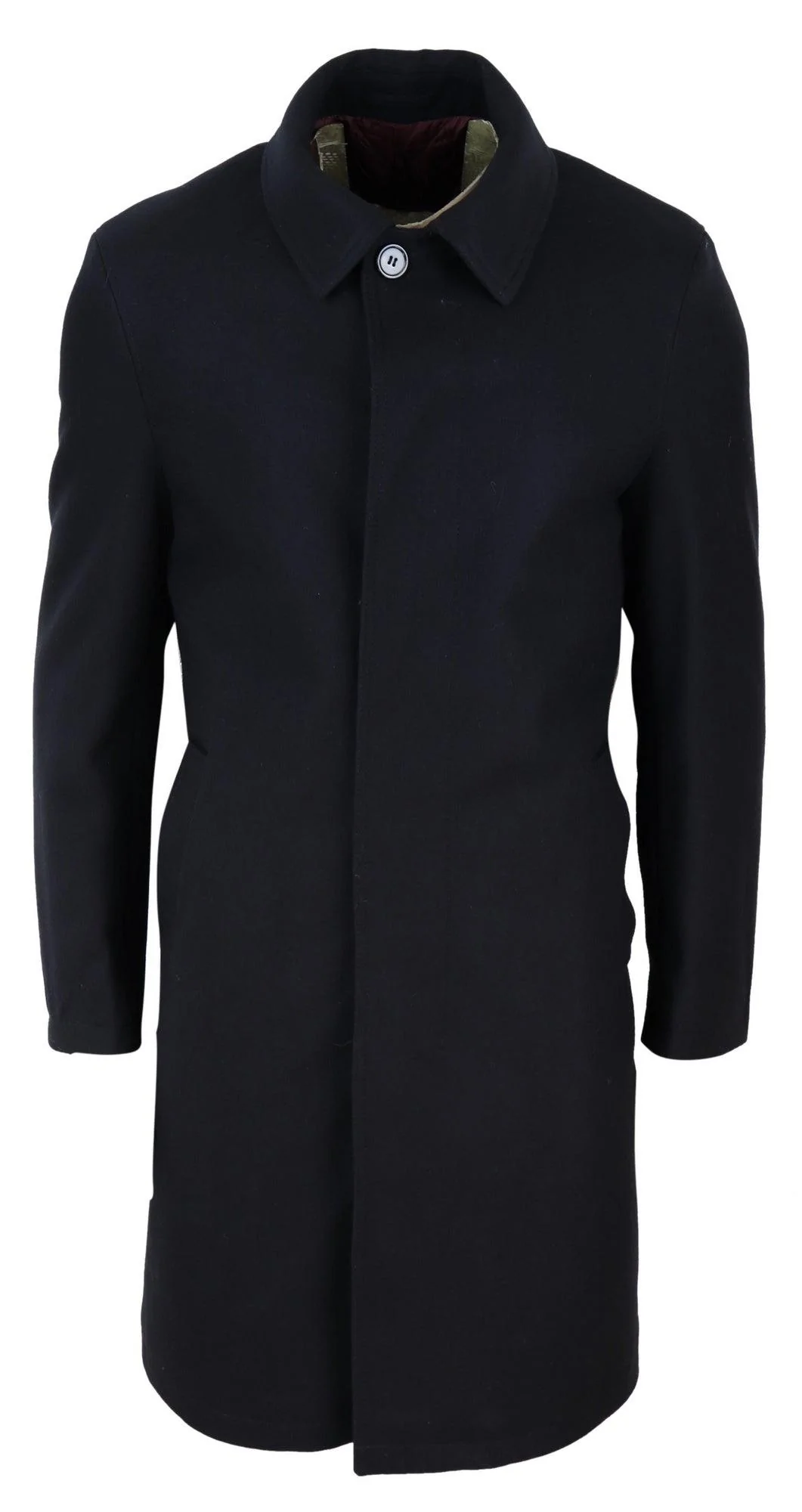 Mens Long Black Wool Overcoat