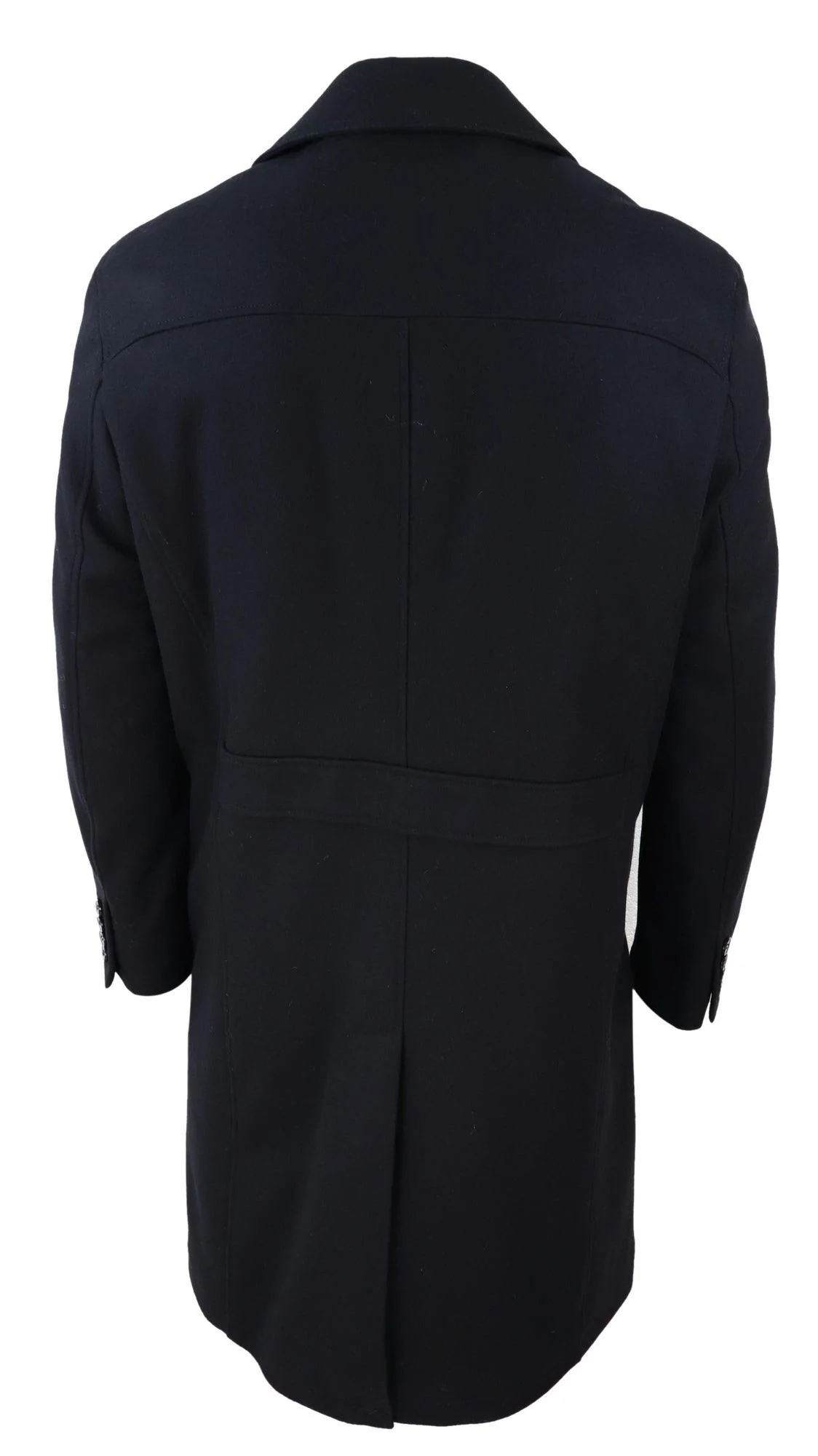 Mens Long Black Wool Overcoat - Image 4