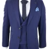 Mens Wool 3 Piece Blue Suit Double Breasted Waistcoat Wedding Party Vintage 1920s
