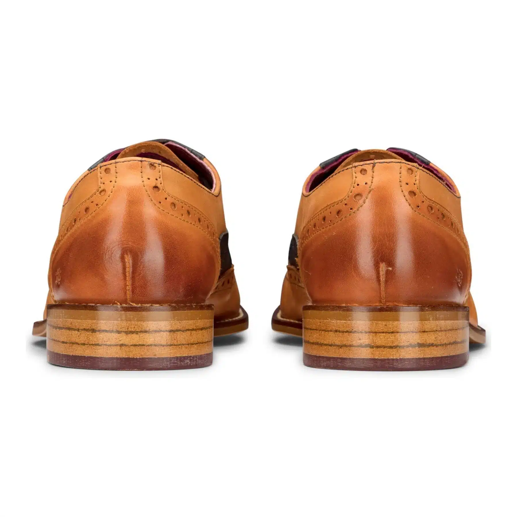 Mens Tan Navy Brown Red Brogue Shoes Laced Classic Vintage Formal Real Leather - Image 3