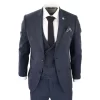 Mens Blue Herringbone Tweed 3 Piece Suit