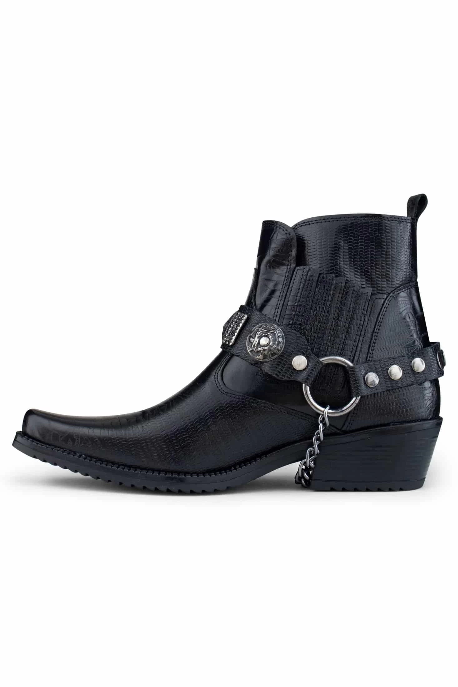 Mens Real Leather Cowboy Boots With Chain - Image 9