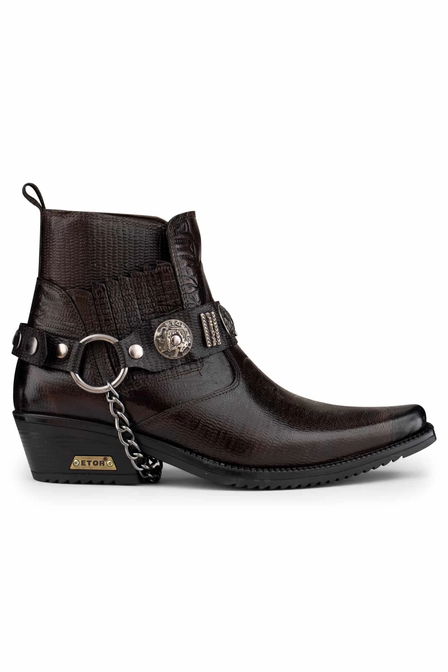 Mens Real Leather Cowboy Boots With Chain - Image 2
