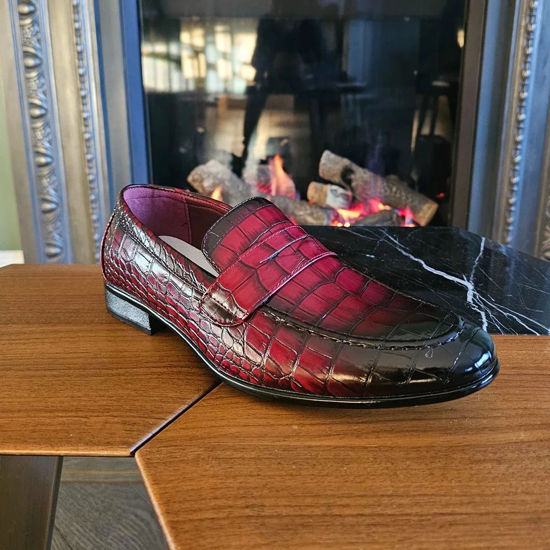 Men’s Slip On Formal Red Loafers - Image 7