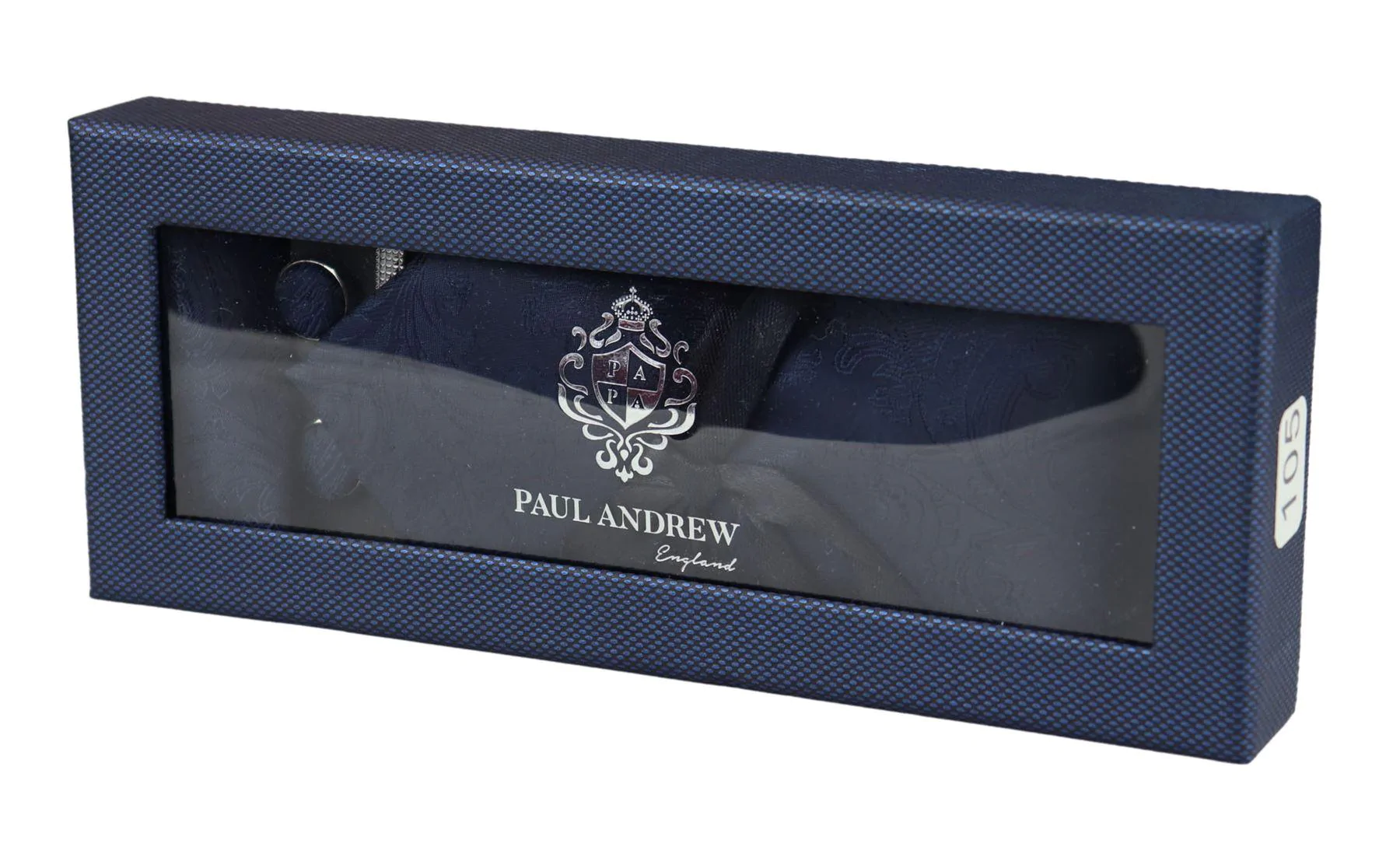 Paisley Neck Navy Tie Gift Set Pocket Square Cuff Links Tie Floral Satin - Image 2