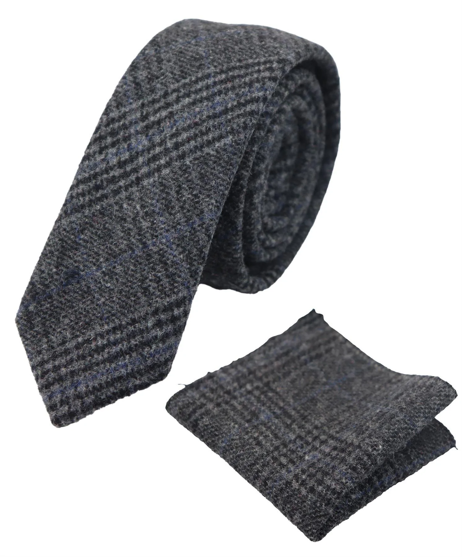 Compare Color Mens Tweed Herringbone Grey Tie Pocket Square Check Classic