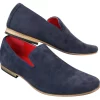 Mens Suede Leather PU Slip On Shoes Loafers Blue Smart Casua