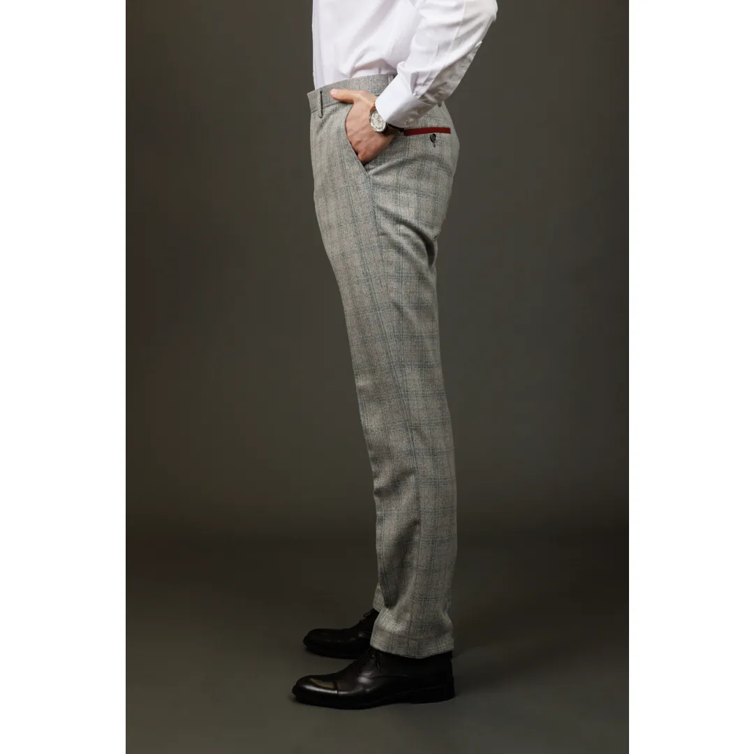 Andrew – Men’s Grey Checked Trousers - Image 2