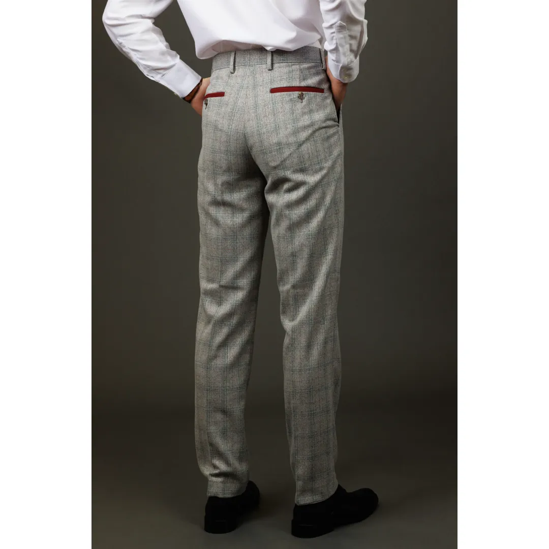Andrew – Men’s Grey Checked Trousers - Image 3