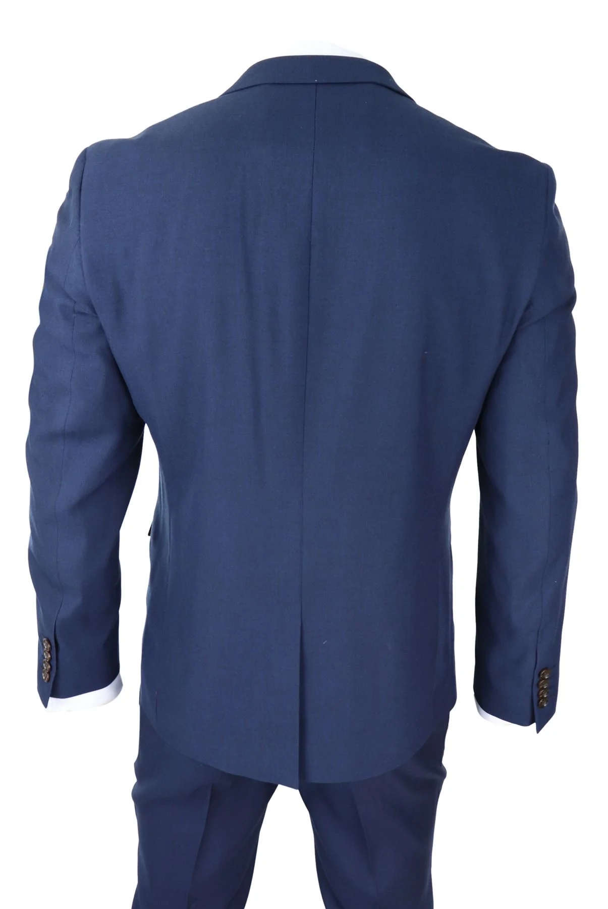 Mens Navy 3 Piece Suit Tailored Fit Smart Formal Classic Wedding Retro Vintage - Image 2