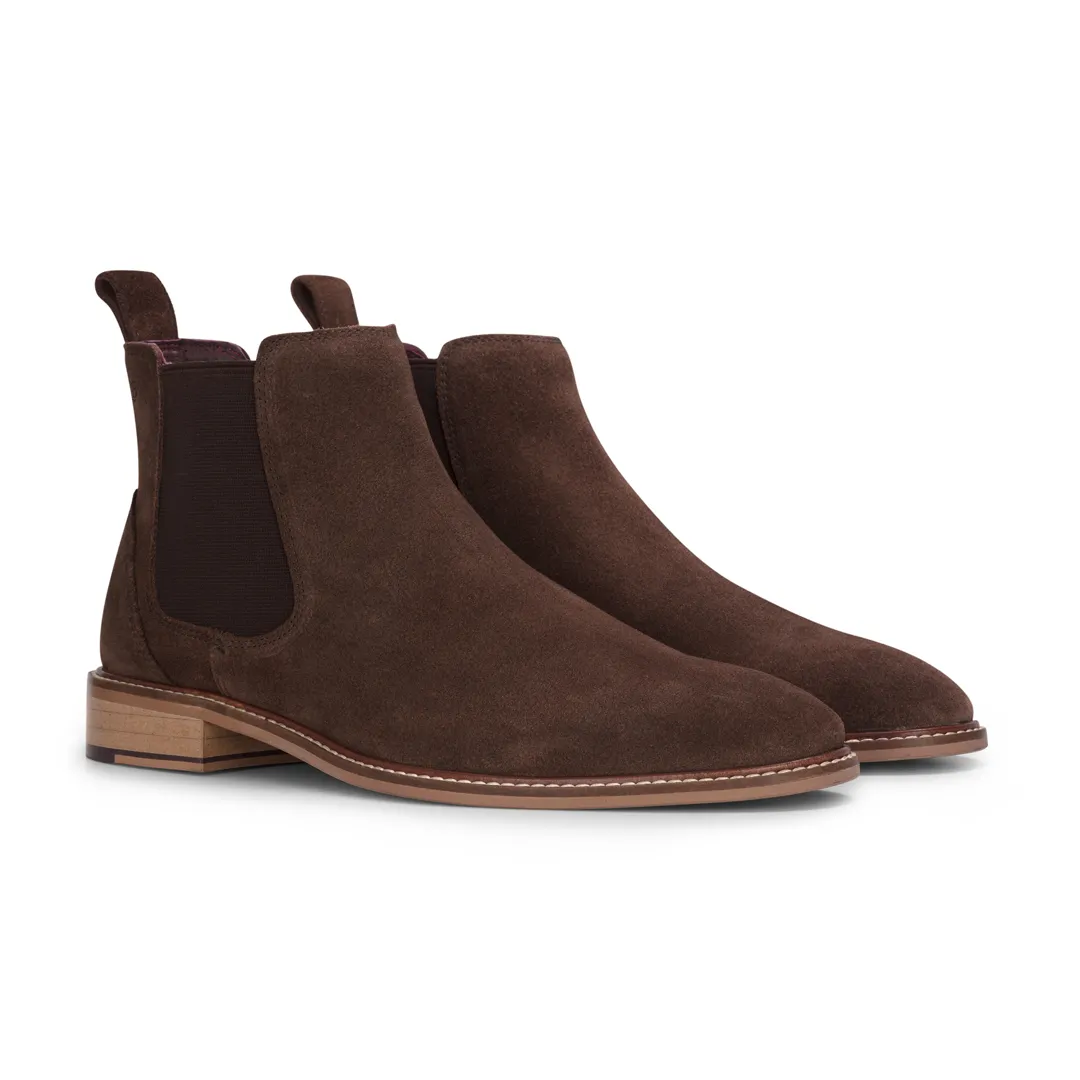 Men’s Brown Suede Leather Slip On Chelsea Ankle Boots - Image 2