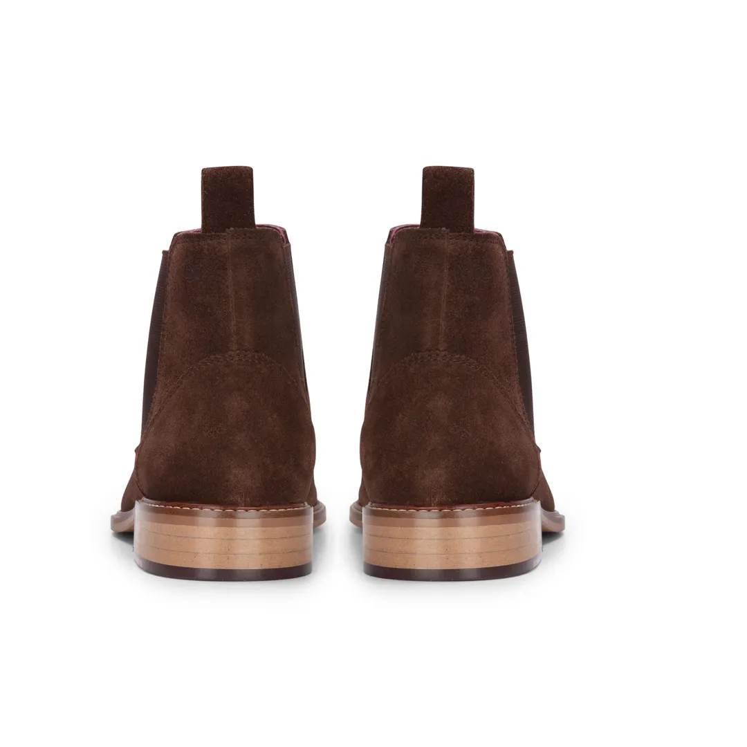 Men’s Brown Suede Leather Slip On Chelsea Ankle Boots - Image 4