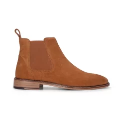 Men’s Camel Suede Leather Slip On Chelsea Ankle Boots