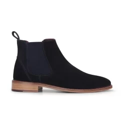 Men’s Navy Suede Leather Slip On Chelsea Ankle Boots