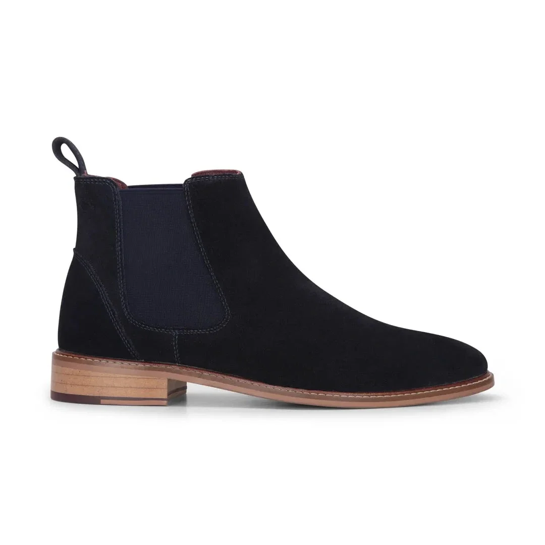 Men’s Navy Suede Leather Slip On Chelsea Ankle Boots