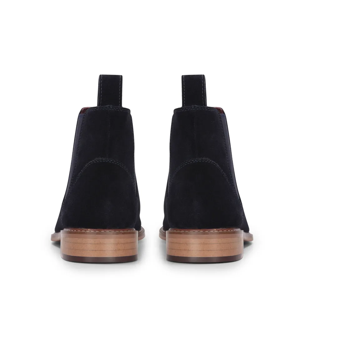 Men’s Navy Suede Leather Slip On Chelsea Ankle Boots - Image 4