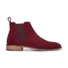 Men’s Burgundy Suede Leather Slip On Chelsea Ankle Boots
