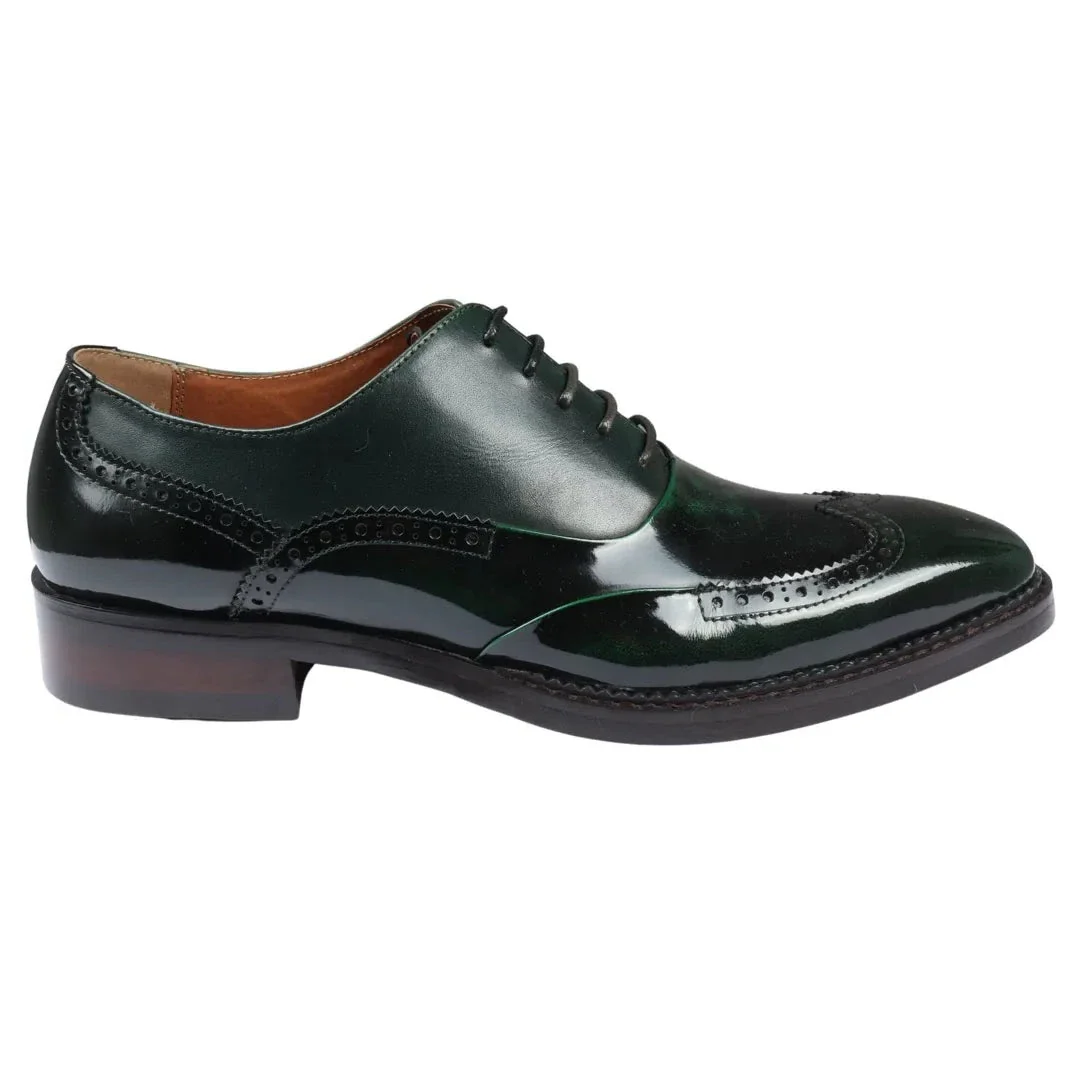 Harry – Men’s Green Patent Leather Brogue Shoes