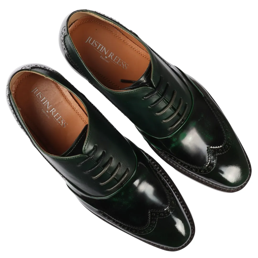 Harry – Men’s Green Patent Leather Brogue Shoes - Image 4