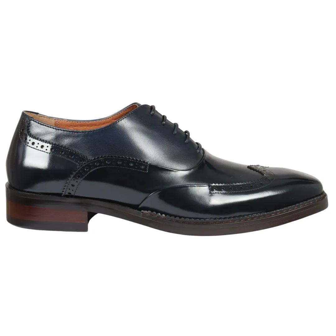 Harry – Men’s Navy Blue Patent Leather Brogue Shoes