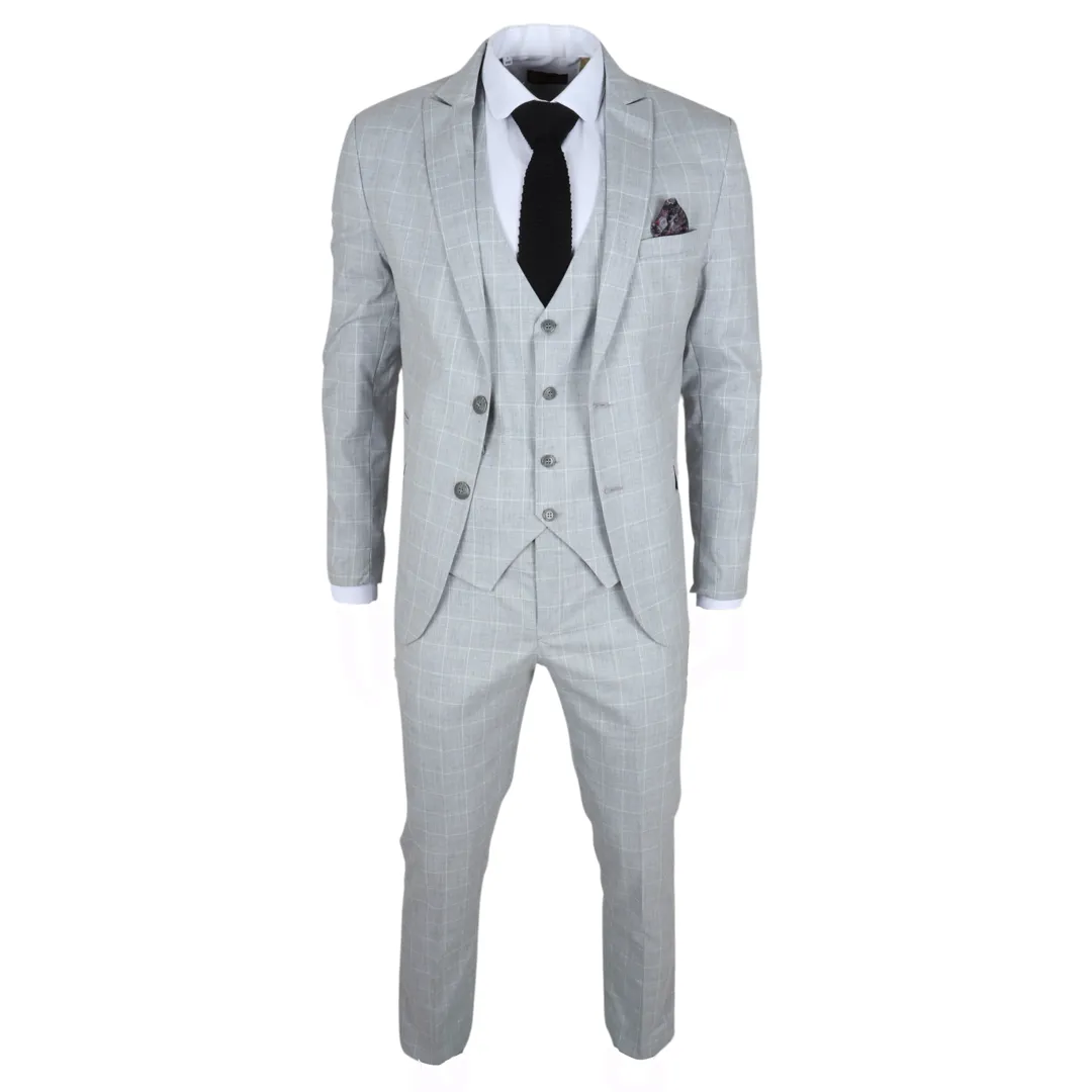 IM3 Men’s Grey Checked Tailored Fit 3-Piece Suit - Image 6